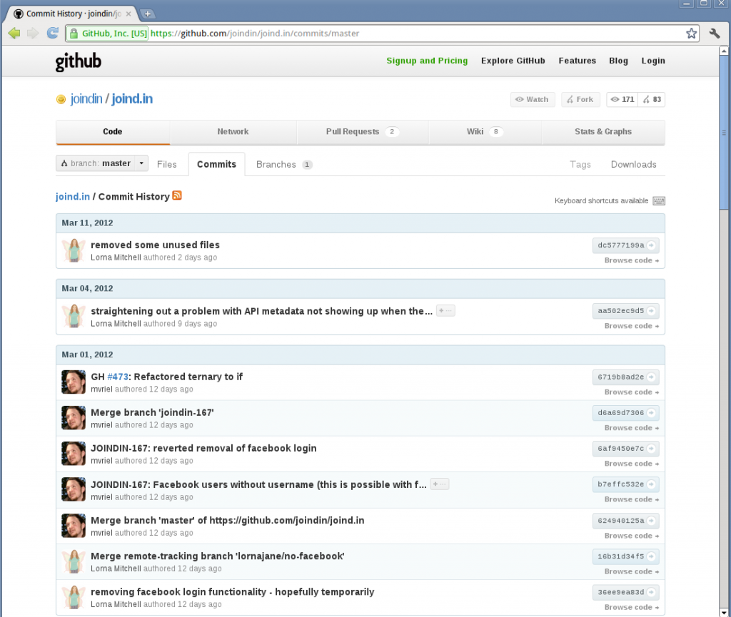 Recent commits to joind.in